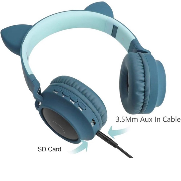 Bluetooth Earphones with Light-up Cat Ears - Blue - Picture 7 of 11